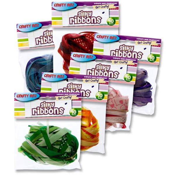 Crafty Bitz Silky Ribbons 10m - 6 Asst.