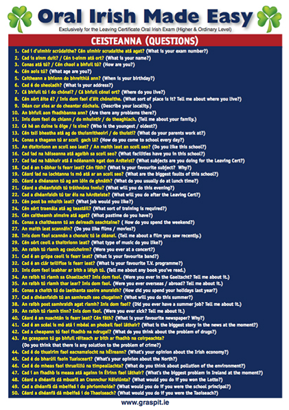 Oral Irish Made Easy-Glance Card