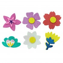 Crafty Bitz Pkt.24 Squishy Foam Stickers - Glitter Flowers