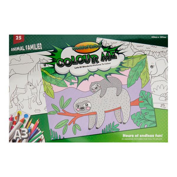 Woc A3 25 Sheet Colouring Book - Animal Families