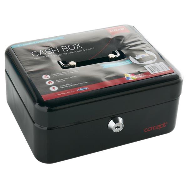 Concept 8" Metal Cash Box Black