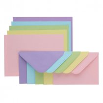 Icon Occasions Pkt.50 C6 250gsm Cards & Envelopes - 5 Pastel colours