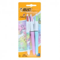 Bic Card 3 4 Colour Ballpoint Pen - Unicorn Pastel