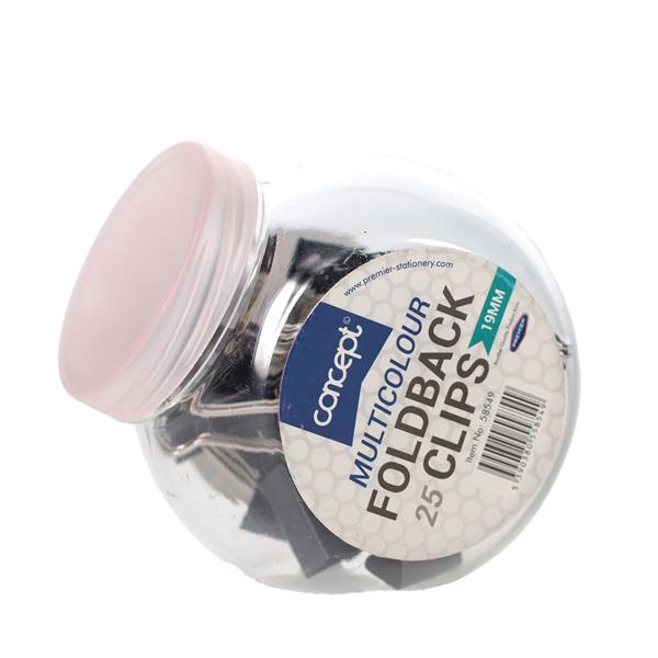 Concept Office Tub 25 19mm Black Binder Clips