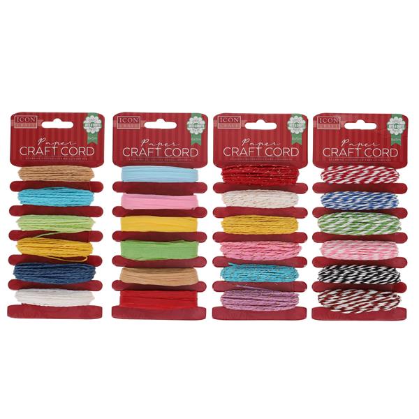 Icon CraftPk.6 Paper Craft Cord 5M - Asst