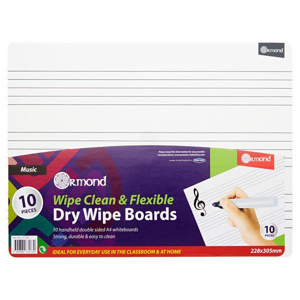 Ormond 228x305mm Dry Wipe Boards - Music