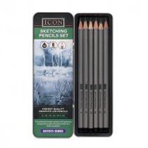 Icon Set Sketching Pencils - B-6b In Tin
