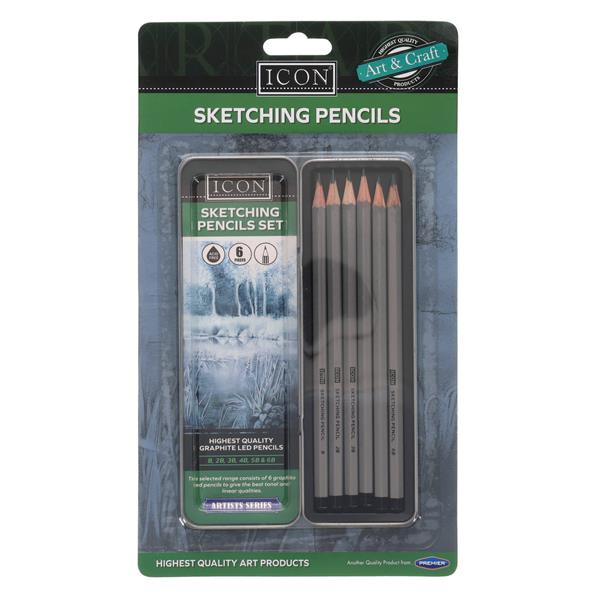 Icon Set Sketching Pencils - B-6b In Tin