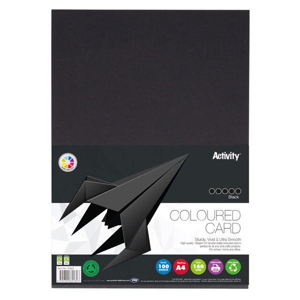 Premier Activity A4 160gsm Card 100 Sheets - Black
