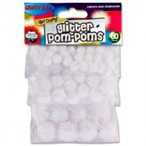 Crafty Bitz Pkt.60 Glitter Pom Poms - White