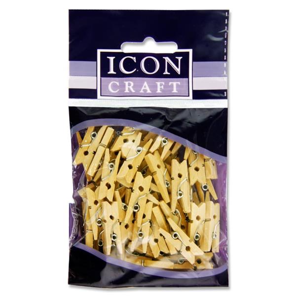 Icon Craft Pkt.50 Mini Clothes Pegs - Natural