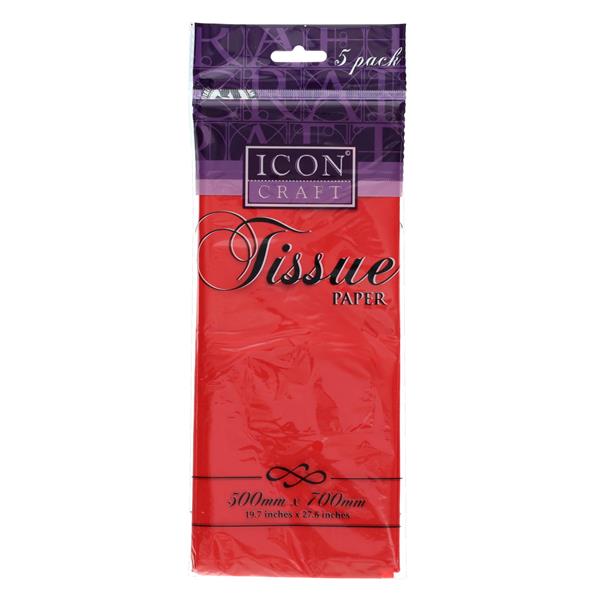 Icon Craft Pkt.5 500x700mm Tissue Paper - Red