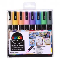 POSCA PC-5M MEDIUM BULLET TIP WLT 8 PALE COLOURS