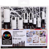 POSCA COLLECTION 8pc WHITE ASSORTED NIB SIZES