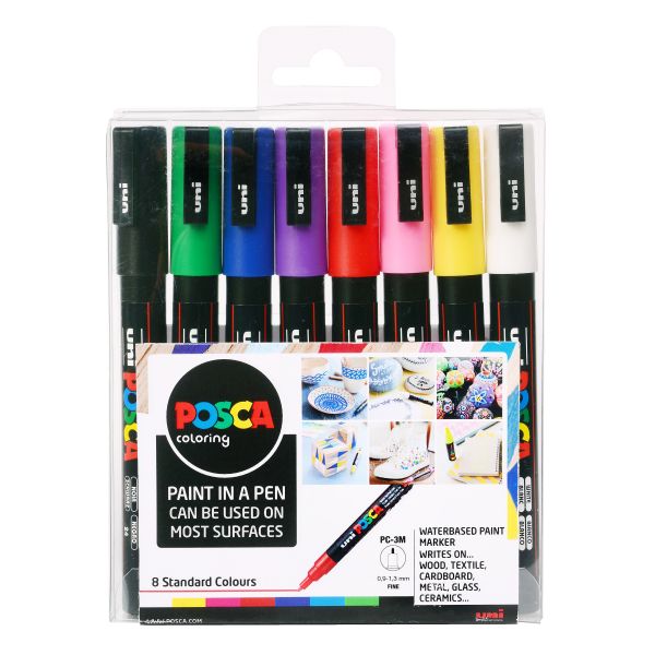 POSCA PC-3M FINE WLT 8 STANDARD COLOURS