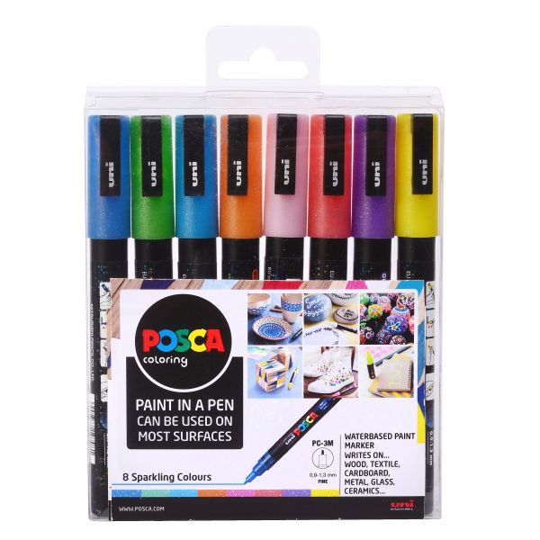 POSCA -3M FINE WLT 8 SPARKLING COLOURS