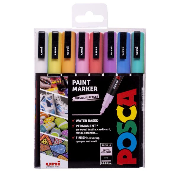 POSCA PC-3M FINE WLT 8 PASTEL COLOURS