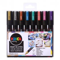 POSCA PC-5M MEDIUM BULLET TIP WLT 8 METALLIC COLOURS