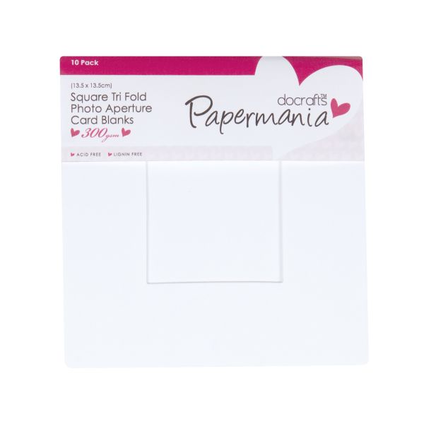 SQUARE APERTURE CARDS/ENVELOPES TRI FOLD WINDOW WHITE-10pk