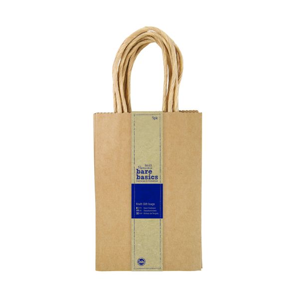 KRAFT GIFT BAGS (5PK) SMALL