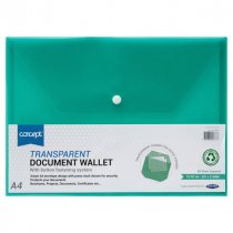A4 Button Wallet Envelope Clear - 3 Asst