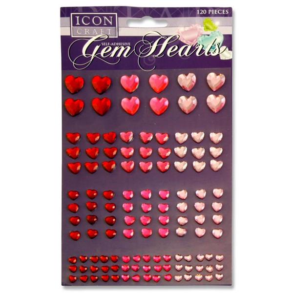 Card 120 Self Adhesive Gem Hearts