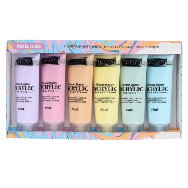Set 6x75ml Acrylic Paints - Pastel