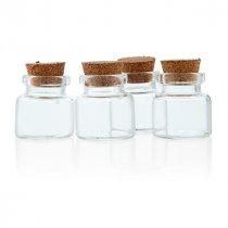 Pkt.4x14ml Glass Jars W/Cork Lid