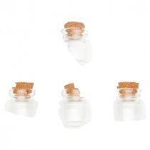 Pkt.4x14ml Glass Jars W/Cork Lid