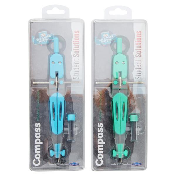Student Solutions Precision Thumbwheel Compass With Leads 2 Asst