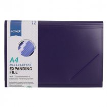 A4 12 Pocket Expanding File - 4 Asst