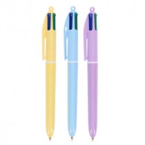 Pkt.3 4 Colour Ballpoint Pen - Pastel Barrel