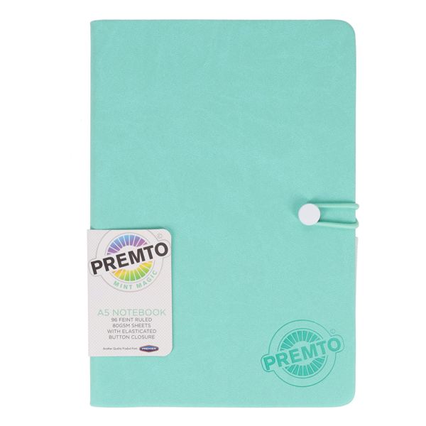 Pastel A5 192pg Hardcover Pu Notebook W/Elastic - Mint Magic