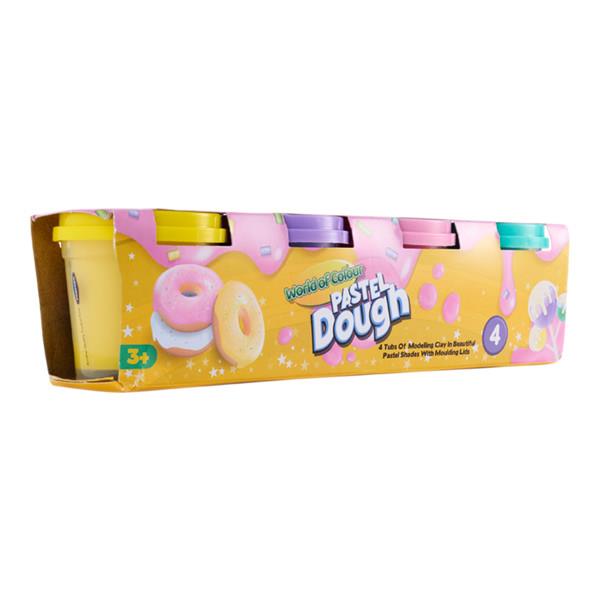 World of colour Play Dough With Mould Lid 4x140g - Pastel