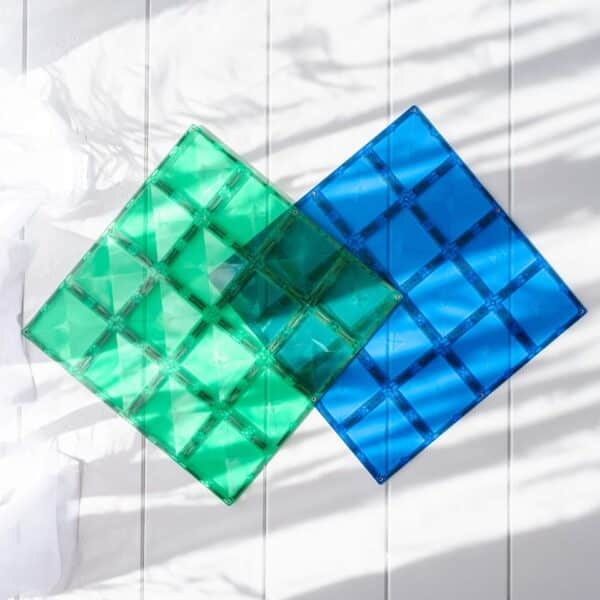 Connetix Rainbow Blue & Green Base Plate 2 pc LARGE 1ft X 1ft Each