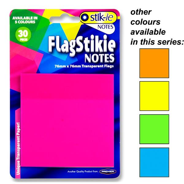 Stik-ie 30Pce Flag Stikie Notes - 76Mm X 76Mm 5 Asst-POST-IT NOTES