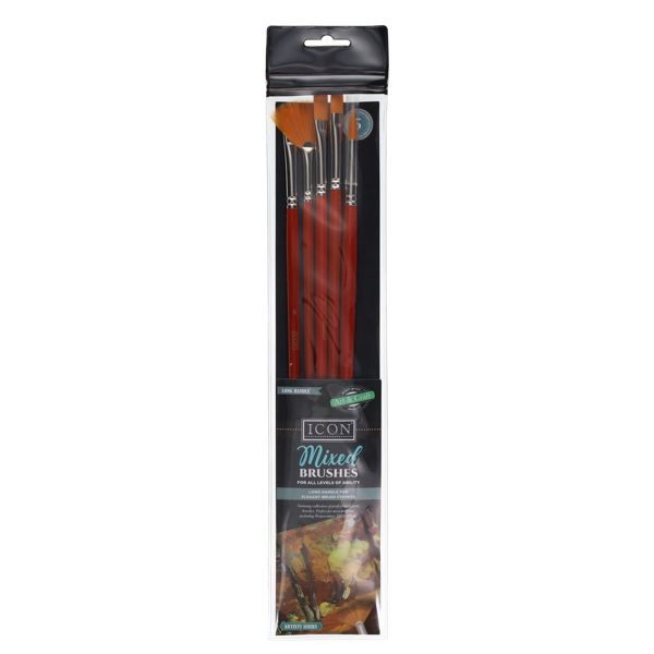 Icon Pk.5 Mixed Brushes Taklon Brush Set