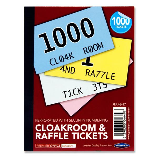 Premier Office Book 1-1000 Cloakroom & Raffle Tickets