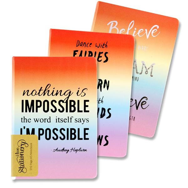 I Love Stationery * A5 192pg Quote Design Journal - Asst