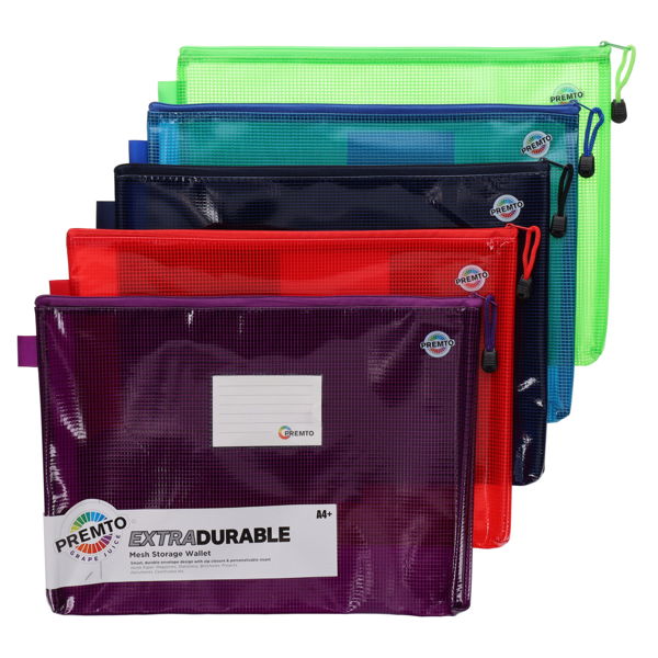 A4+ Extra Durable Mesh Storage Wallet - 5 Asst