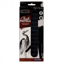 Icon Box 12 Chalk Pastels - Black