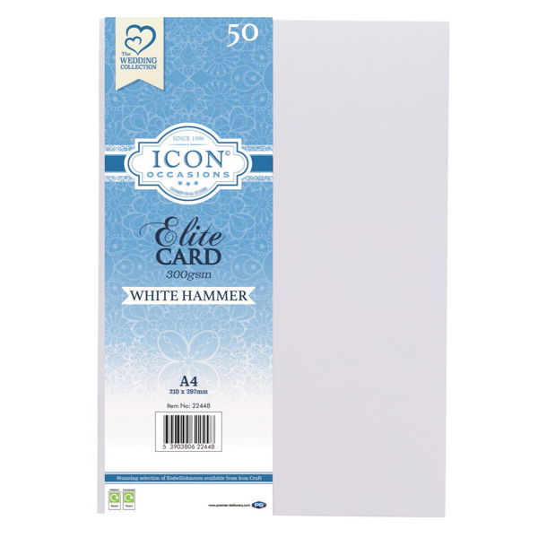 Icon Occasions Pkt.50 A4 300gsm Hammer Card - White