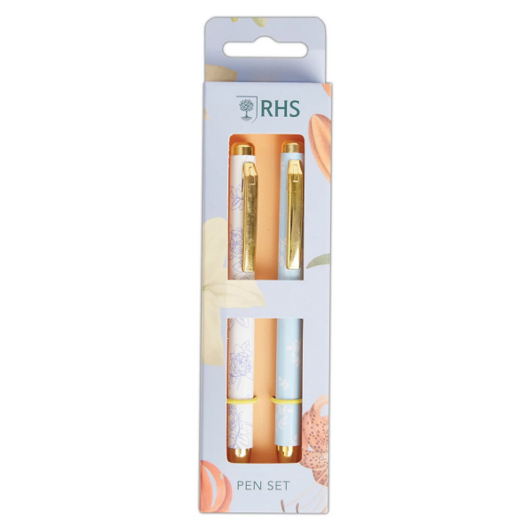 RHS Ballpoint Pen Set, Lillies and Roses, Pack of 2