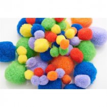 Crafty Bitz Pkt.60 Asst Sizes Pom Poms - Primary