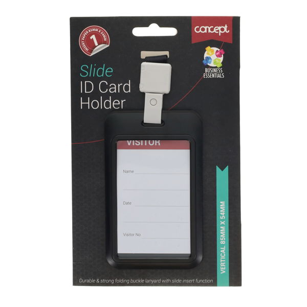 Concept Slide Id Card Holder Buckle Landyard Vertical - Black
