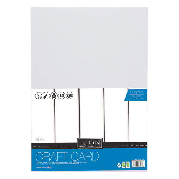 Icon Craft Pkt.10 A3 220gsm Craft Card - White