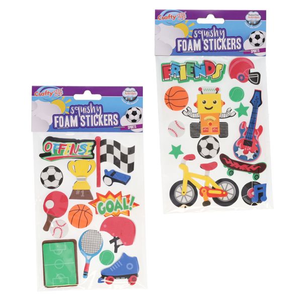 Crafty Bitz Squishy Foam Stickers - Sports 2 Asst