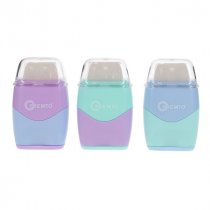 Premto Pastel Capsule Twin Hole Sharpener & Eraser - 3 Asst