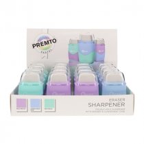 Premto Pastel Capsule Twin Hole Sharpener & Eraser - 3 Asst