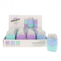 Premto Pastel Capsule Twin Hole Sharpener & Eraser - 3 Asst